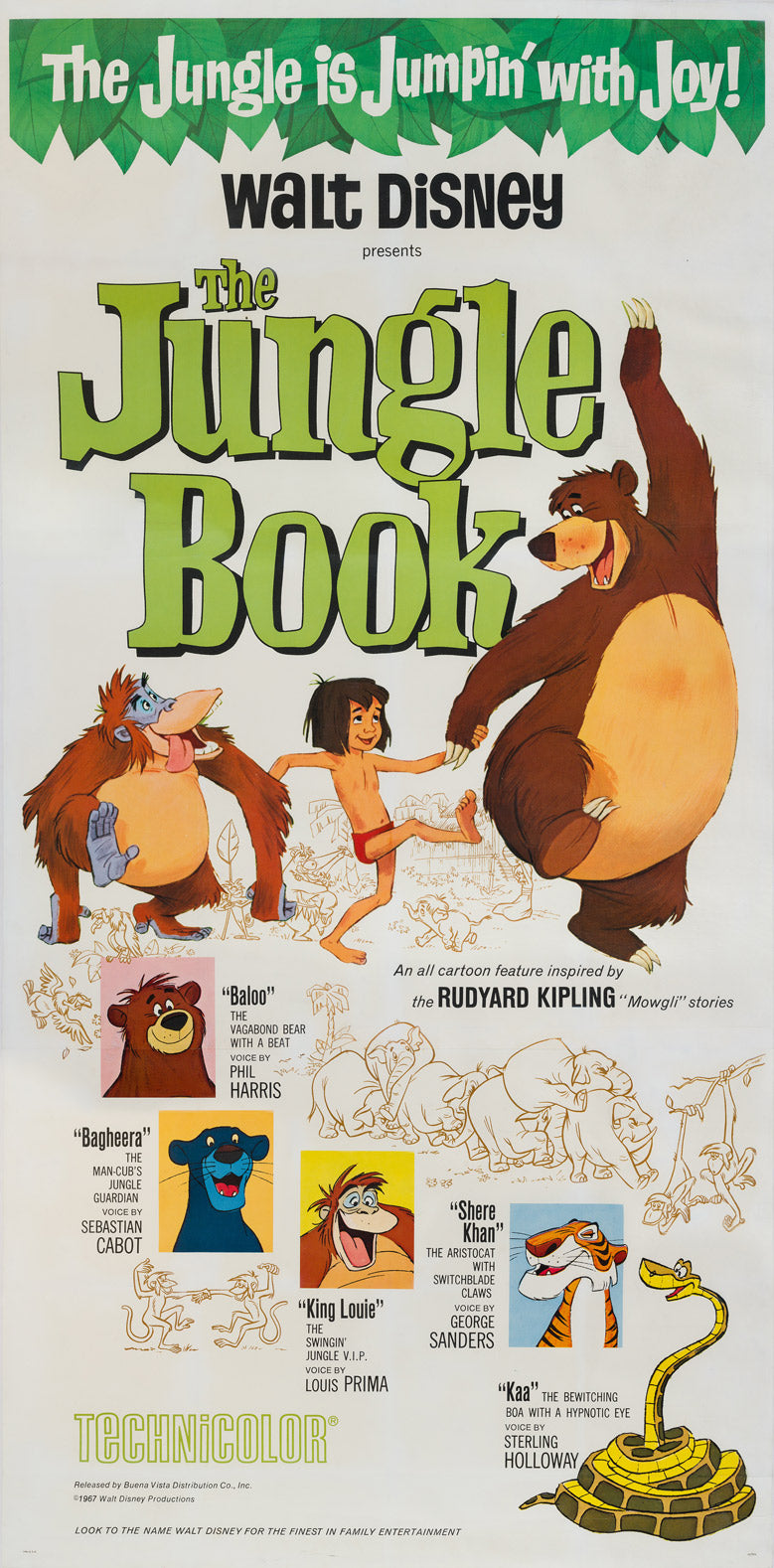 The Jungle Book 1967 US 3 Sheet original film movie poster