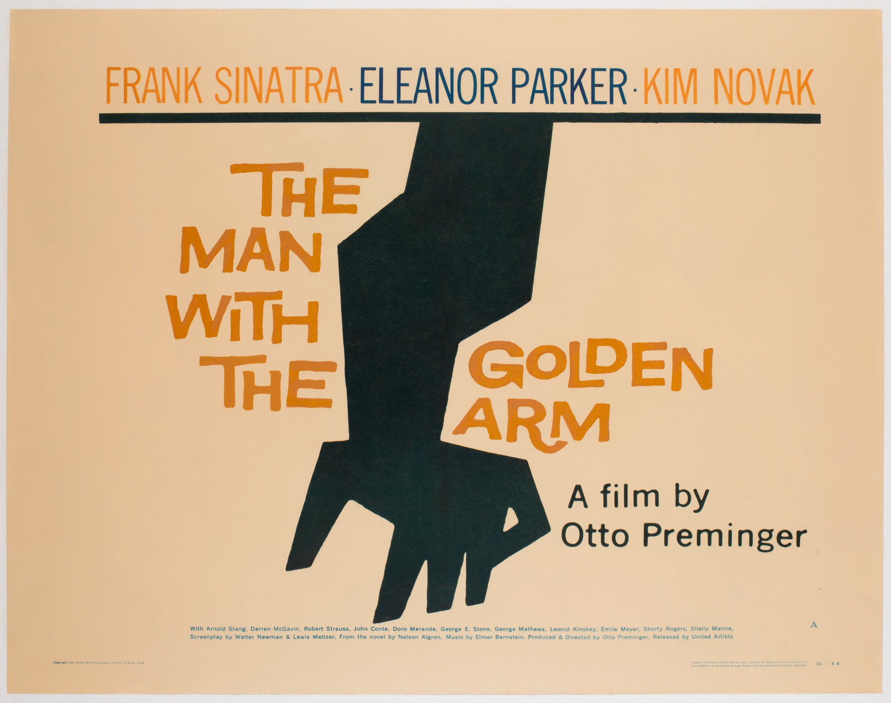 The Man With The Golden Arm 1956 US 1/2 Sheet Film Poster, Bass