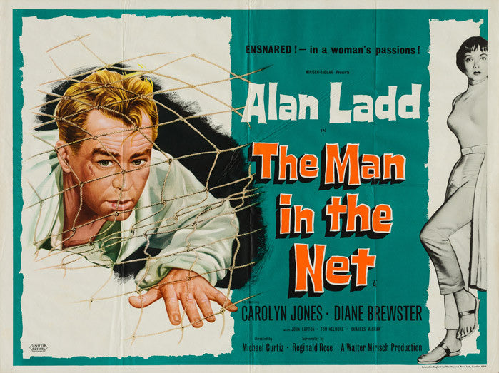 The Man in the Net 1959 original vintage UK quad film movie poster - Alan Ladd