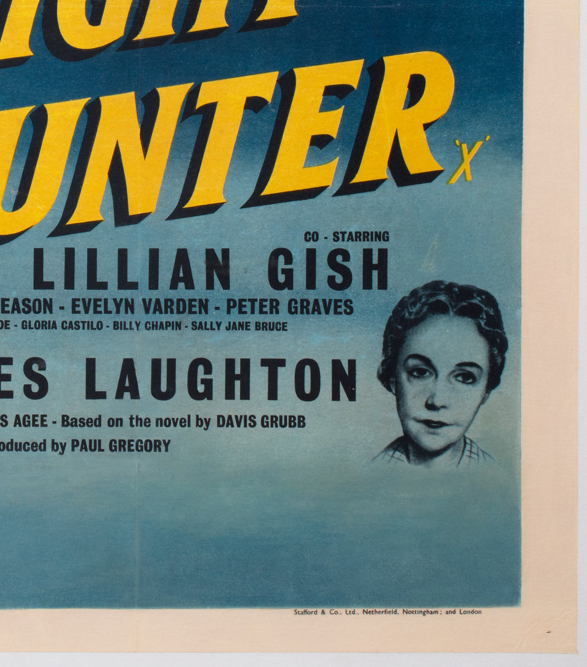 The Night of The Hunter 1955 UK Quad Film Movie Poster - detail