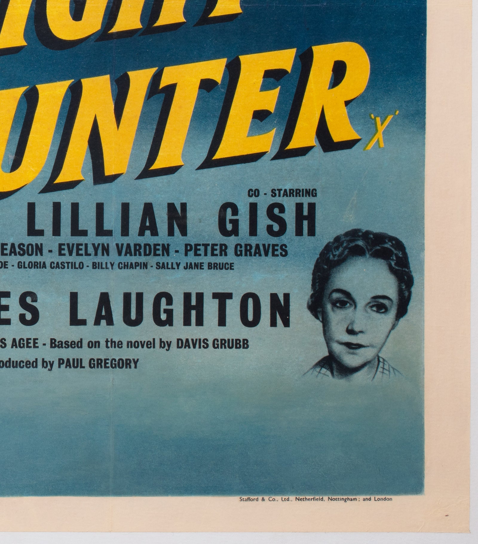 The Night of The Hunter 1955 UK Quad Film Movie Poster - detail