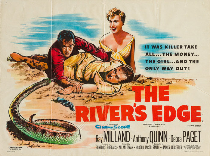 The River's Edge 1957 original vintage film UK quad movie poster - Ray Milland, Anthony Quinn