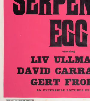 The Serpent's Egg 1978 Academy Cinema UK Quad Film Movie Poster, Strausfeld, Pink - detail