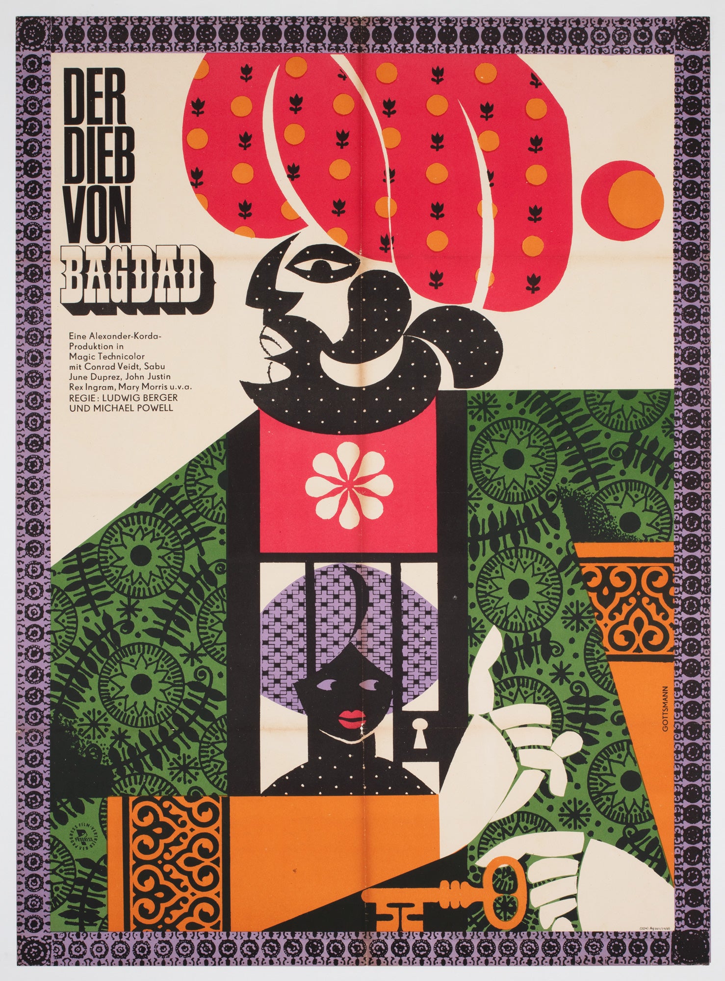 The Thief of Bagdad 1965 East German Film Poster, Gottsmann