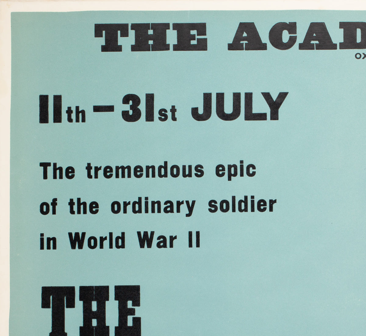 The Unknown Soldier 1970s Academy Cinema UK Quad Film Poster, Strausfeld - detail