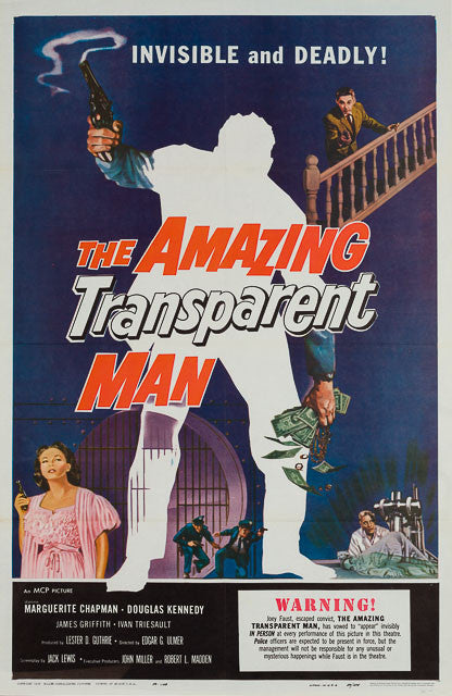 The Amazing Transparent Man 1959 original vintage US 1 sheet film movie poster