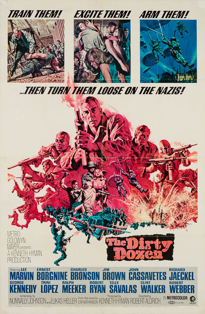 The Dirty Dozen 1967 original vintage linen backed US 1 sheet style A film movie poster