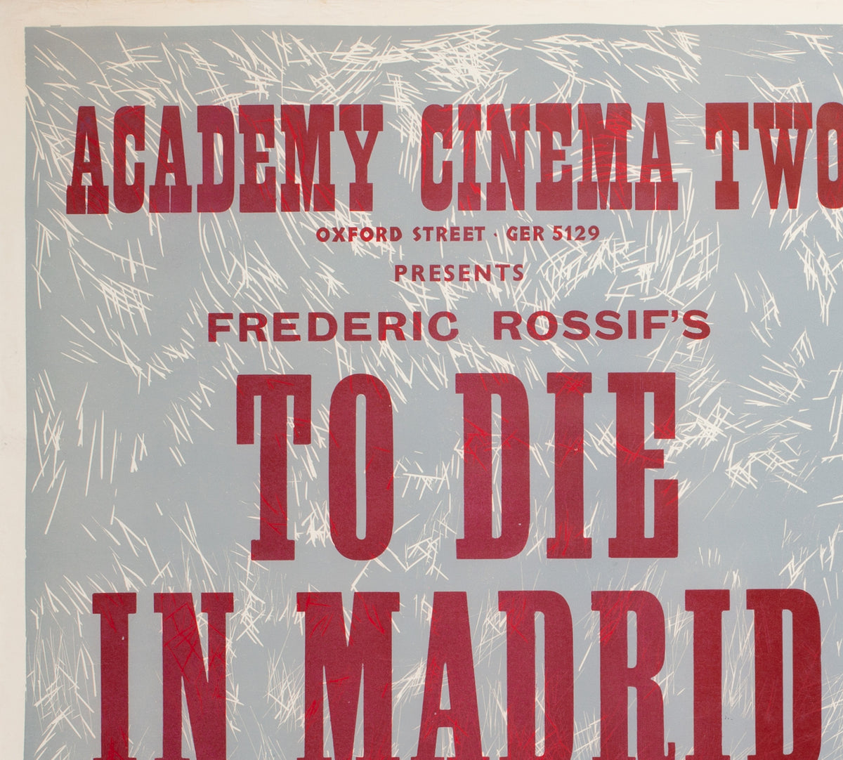 To Die in Madrid 1967 Academy Cinema UK Quad Film Poster, Peter Strausfeld