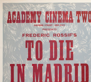 To Die in Madrid 1967 Academy Cinema UK Quad Film Poster, Strausfeld