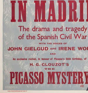 To Die in Madrid 1967 Academy Cinema UK Quad Film Poster, Strausfeld