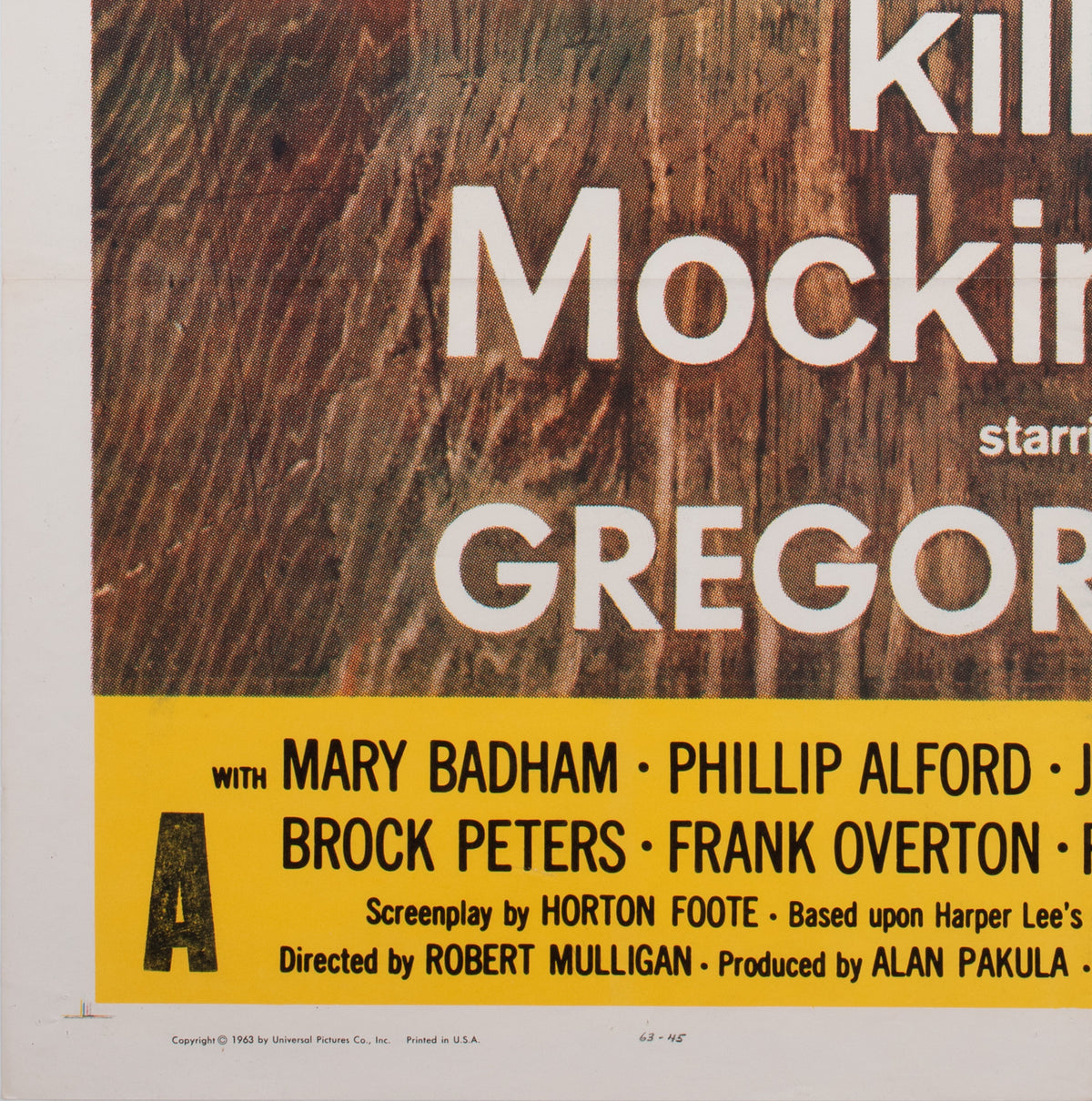 To Kill a Mockingbird 1962 US 1 Sheet Film Movie Poster - detail