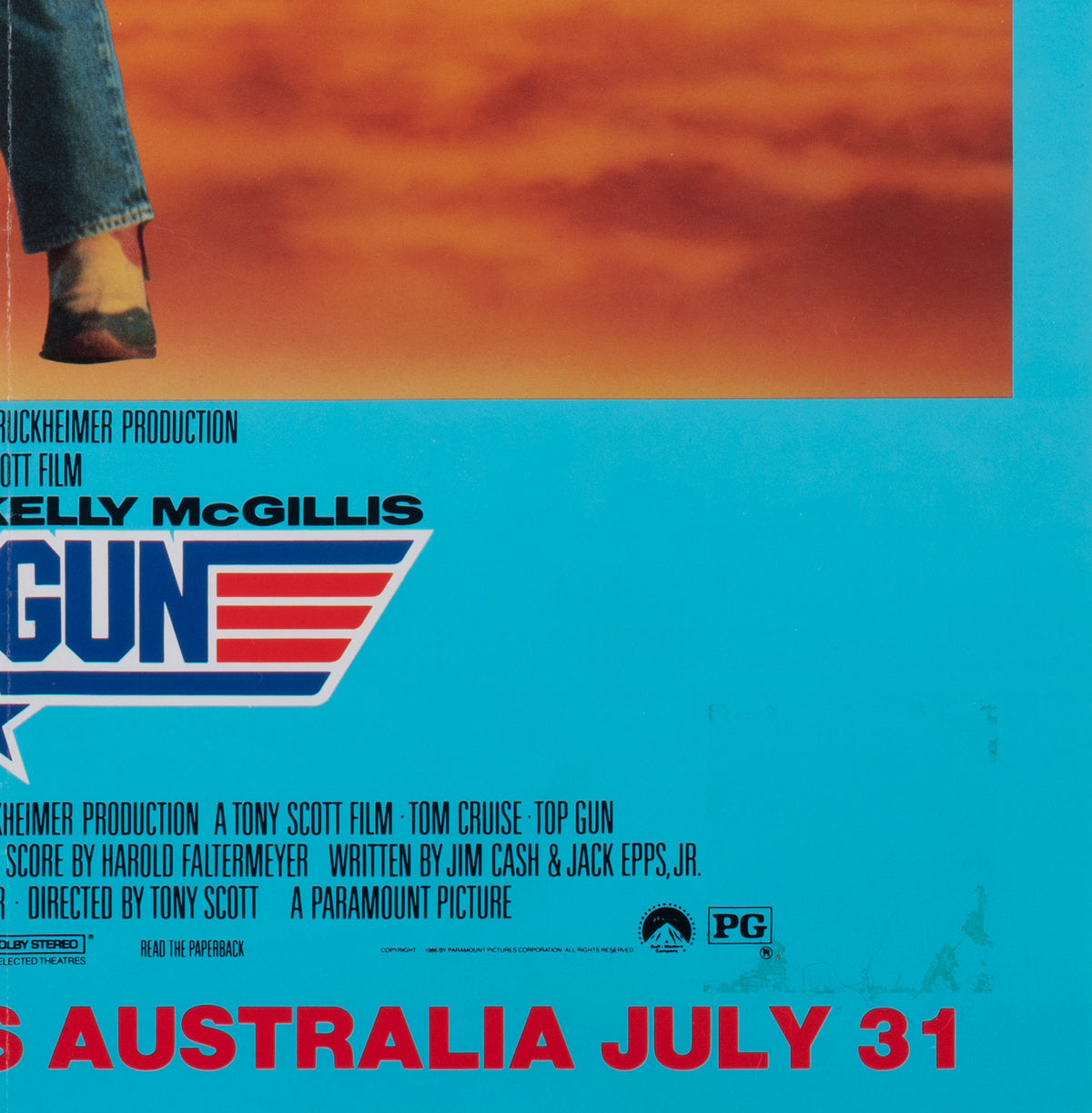 Top Gun 1986 Australian Advance Film Movie Poster - detail