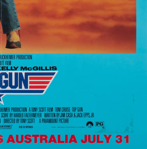 Top Gun 1986 Australian Advance Film Movie Poster - detail