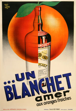 Un Blanchet Amer 1936 Vintage French Alcohol Poster, Geo Yrrab