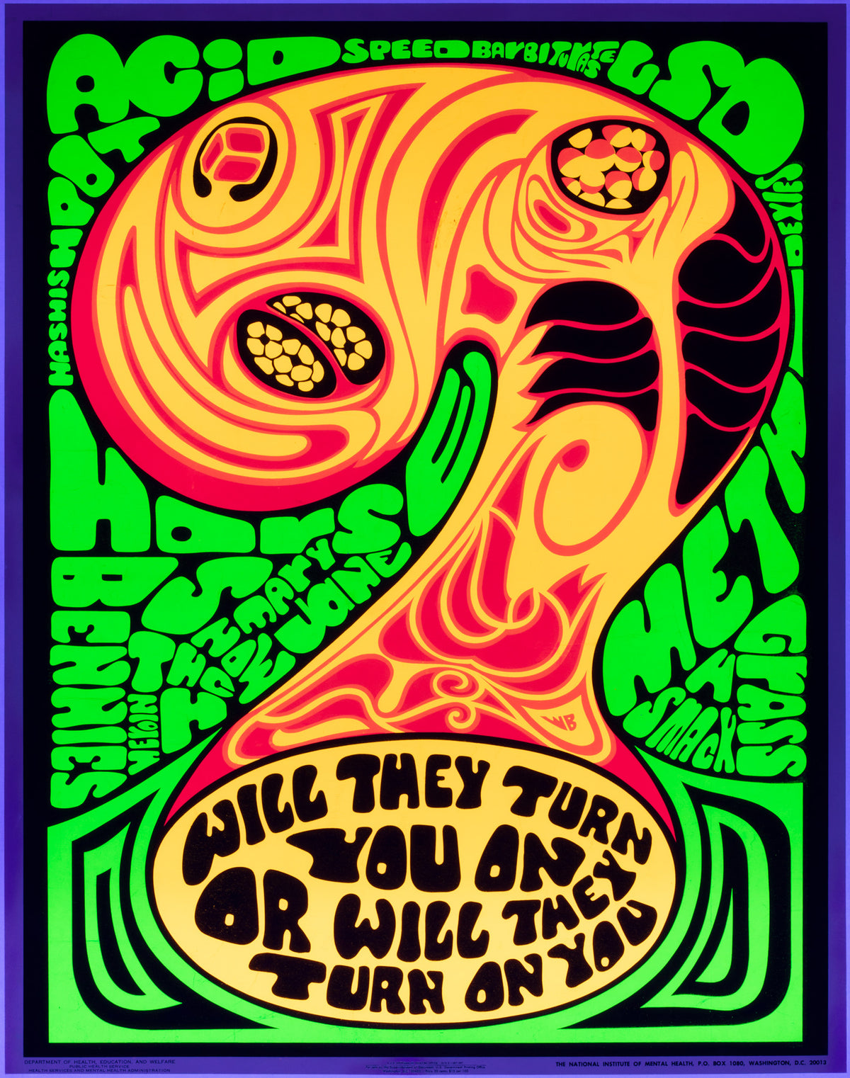 Will They Turn You On 1970 American Anti Drugs Poster - UV