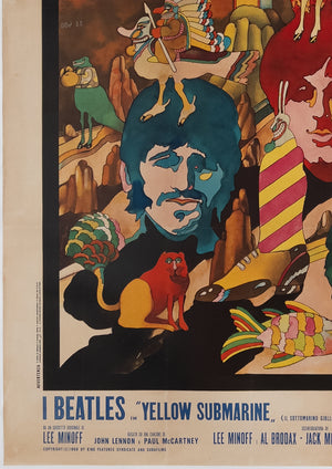 Yellow Submarine 1968 Italian 4 Foglio Film Movie Poster, Beatles - detail