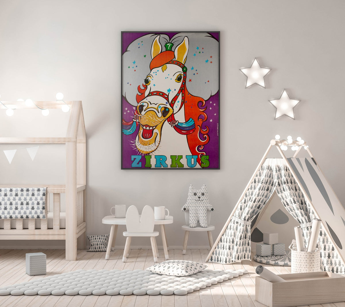 ZIRKUS Colourful Horse 1970s Polish Circus Poster, Szemelowski